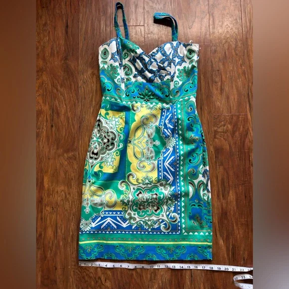 Multicolored Paisley Print Mini Dress Women’s Size Medium Hale Bob - Picture 7 of 14